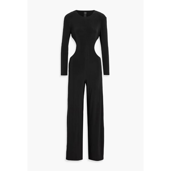 Norma Kamali Black Open-Back Stretch-Jersey Wide-Leg Jumpsuit - XS / FR 34 - Picture 14 of 15
